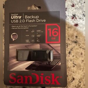 Scan Disk Ultra Black USB 2.0 Flash Drive 16GB New never opened